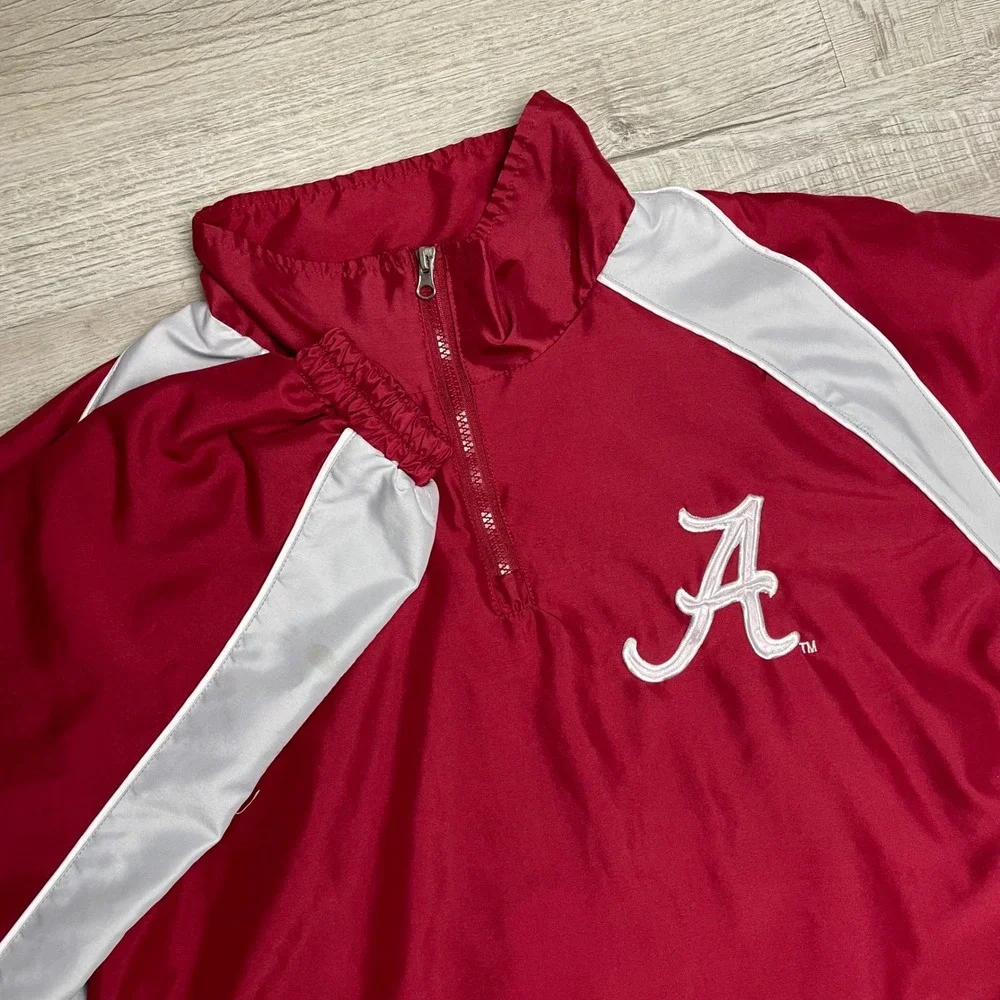 Alabama‎ Crimson Tide Jacket Mens XL 58 Sports Quarter Zip Windbreaker Red White